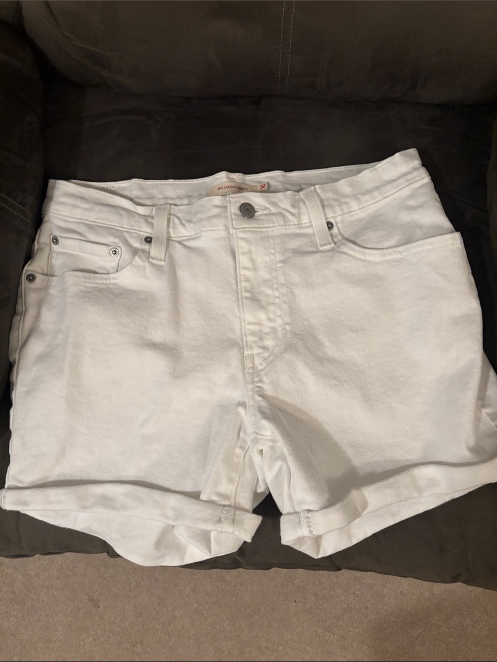 Levi's White Women's Denim Shorts - Rolled Hem